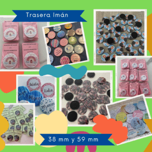 Chapas con trasera de imán personalizadas