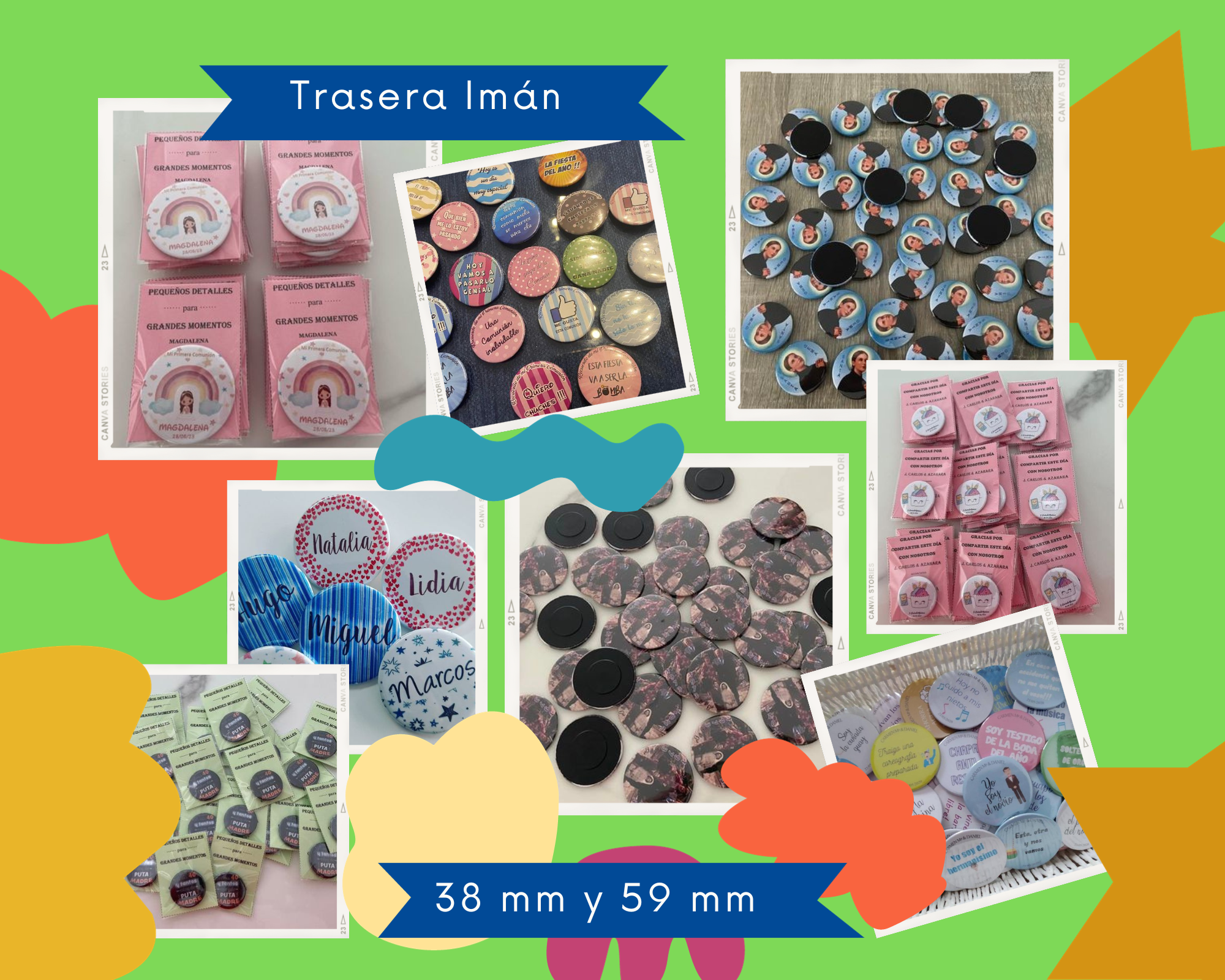 Chapas con trasera de imán personalizadas